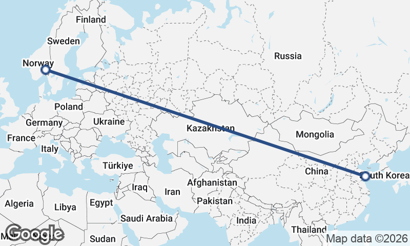 Oslo to Qingdao