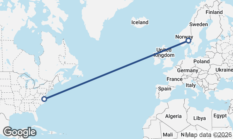 Oslo to Norfolk