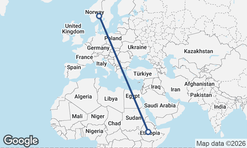 Oslo to Addis Ababa