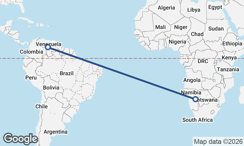 Venezuela to Namibia