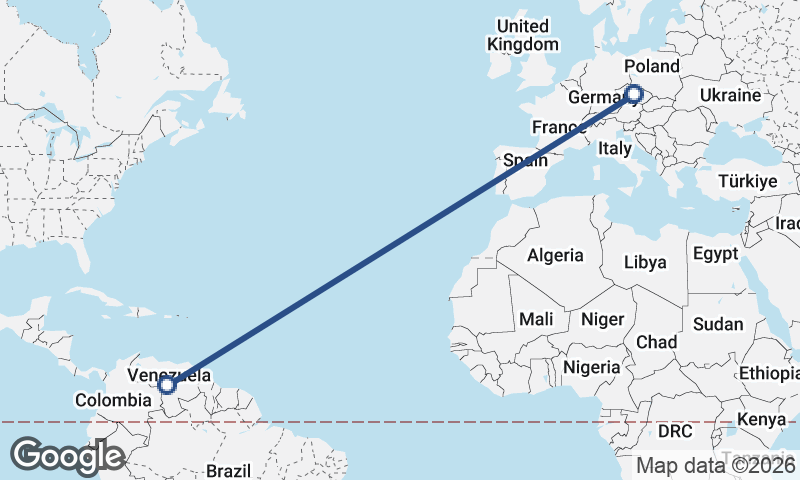 Venezuela to Czech Republic