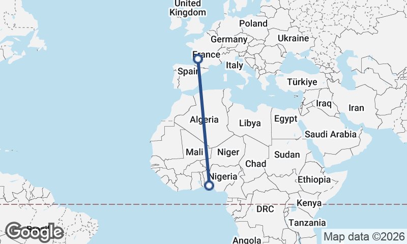 Lagos to Bordeaux