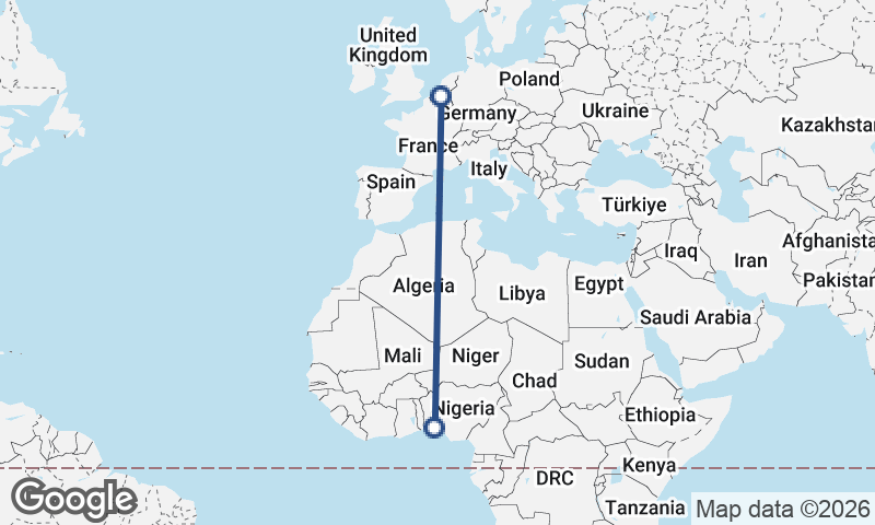 Lagos to Antwerp