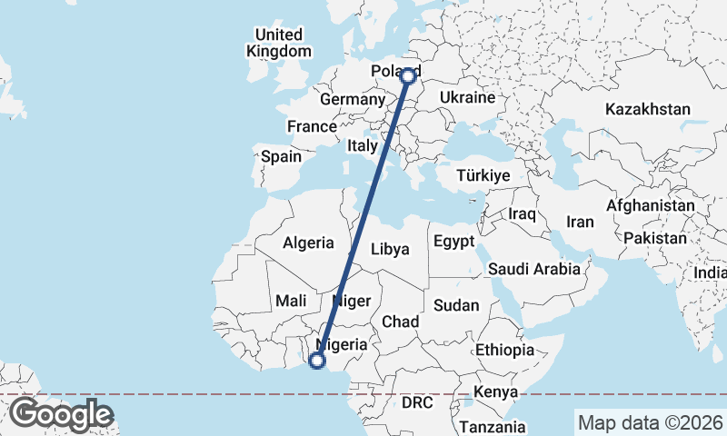 Lagos to Warsaw