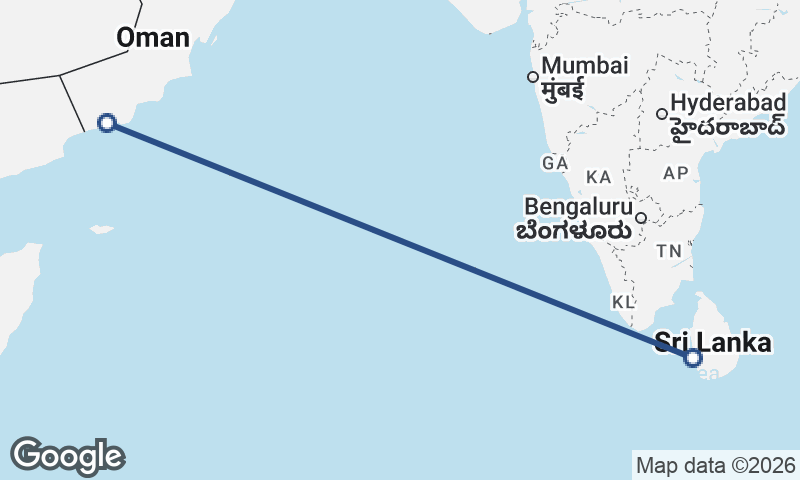 Colombo to Şalālah