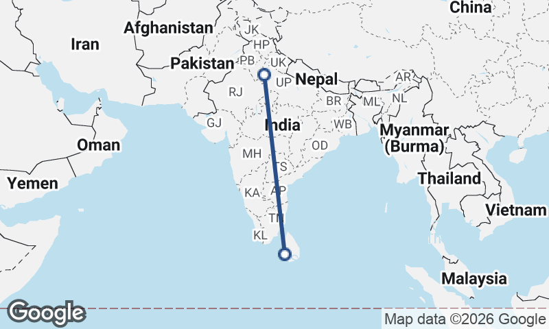 Colombo to Delhi
