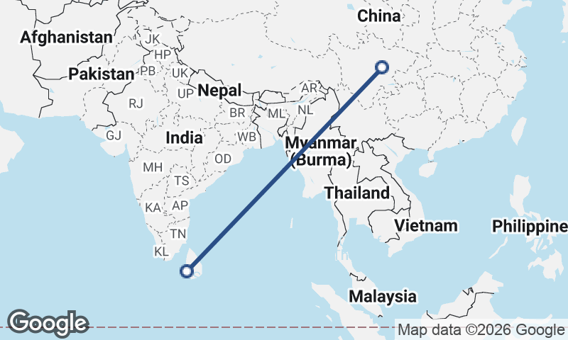 Colombo to Chengdu
