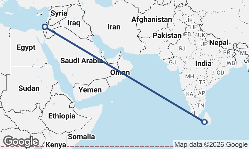 Colombo to Tel Aviv-Yafo