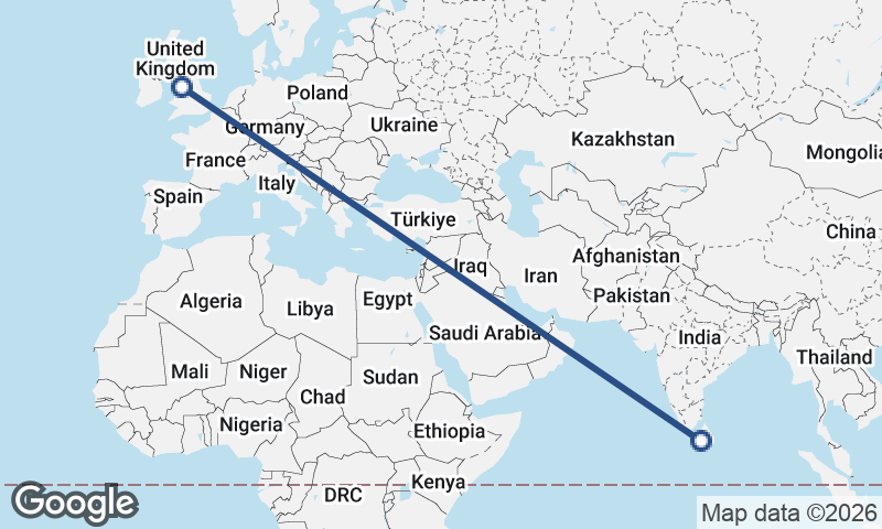Colombo to Liverpool