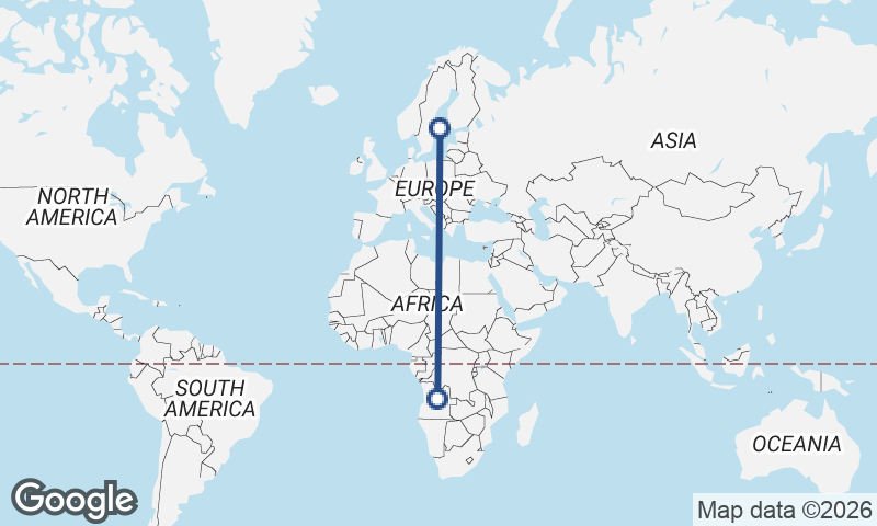 Sweden to Angola