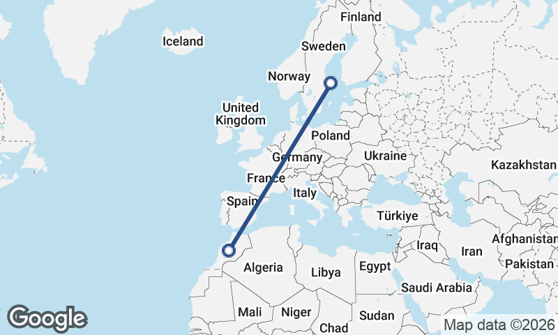 Sweden to Morocco