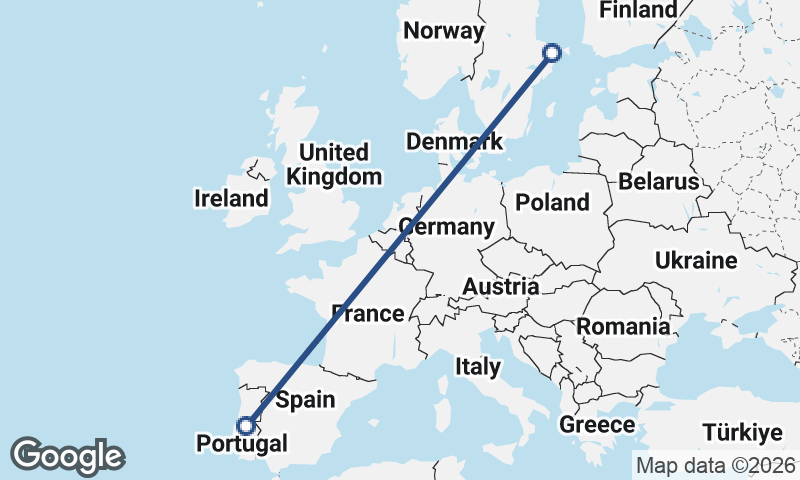 Sweden to Portugal