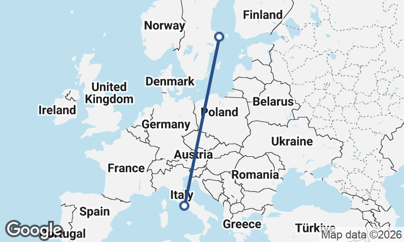 Sweden to Italy