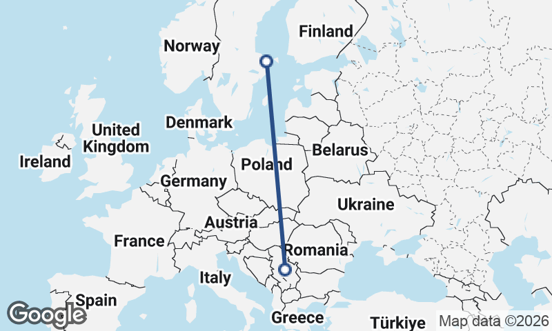 Sweden to Serbia