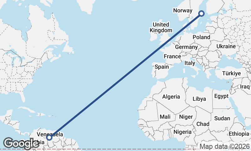 Sweden to Venezuela