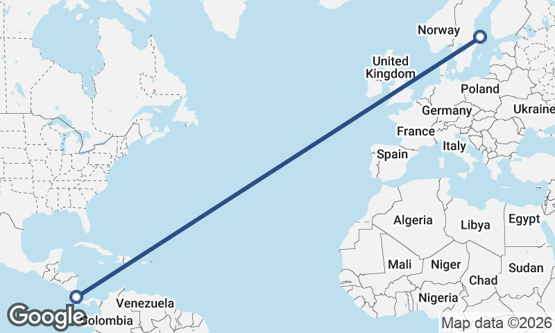 Sweden to Costa Rica