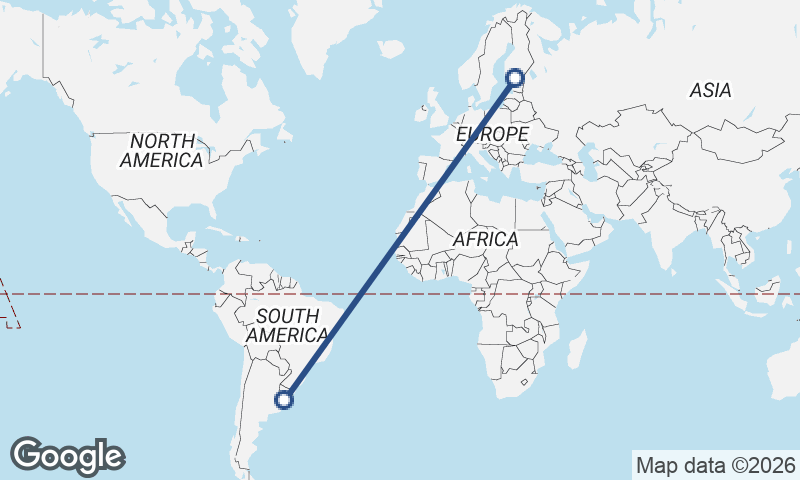 Helsinki to Montevideo