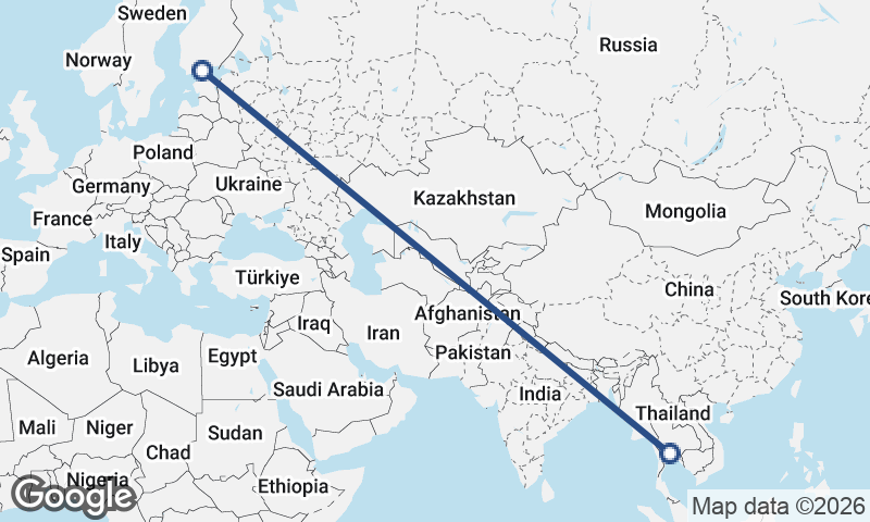 Helsinki to Bangkok