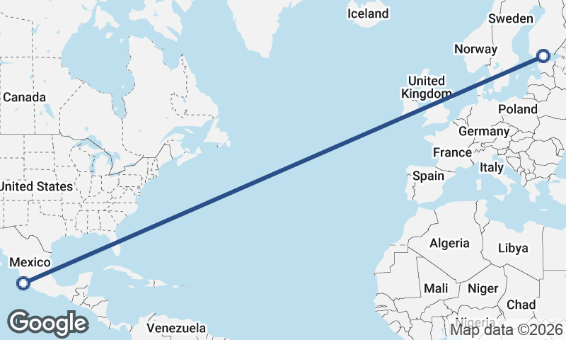 Helsinki to Manzanillo