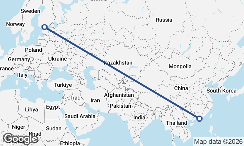 Helsinki to Hong Kong