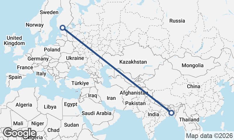 Helsinki to Dhaka