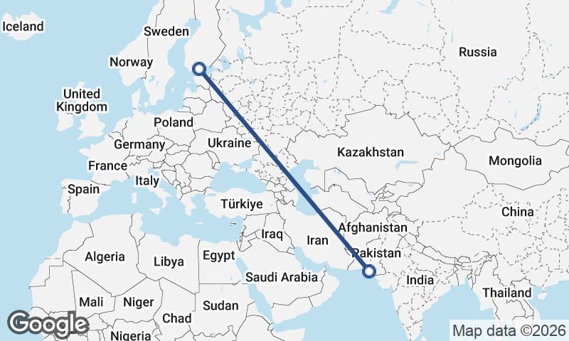 Helsinki to Karachi