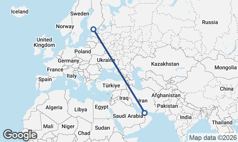Helsinki to Dubai