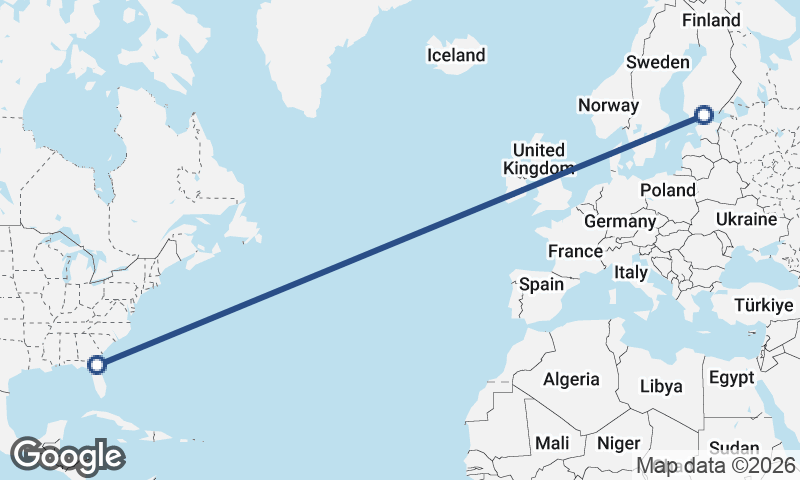 Helsinki to Jacksonville