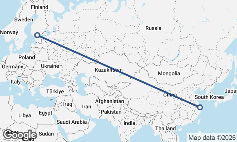 Helsinki to Shanghai