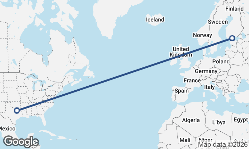 Helsinki to Dallas
