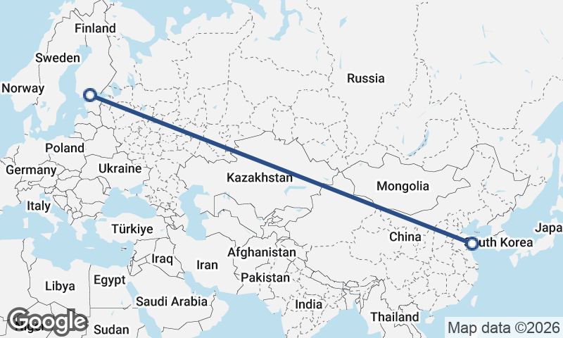 Helsinki to Qingdao