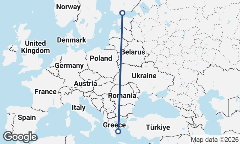 Helsinki to Athens