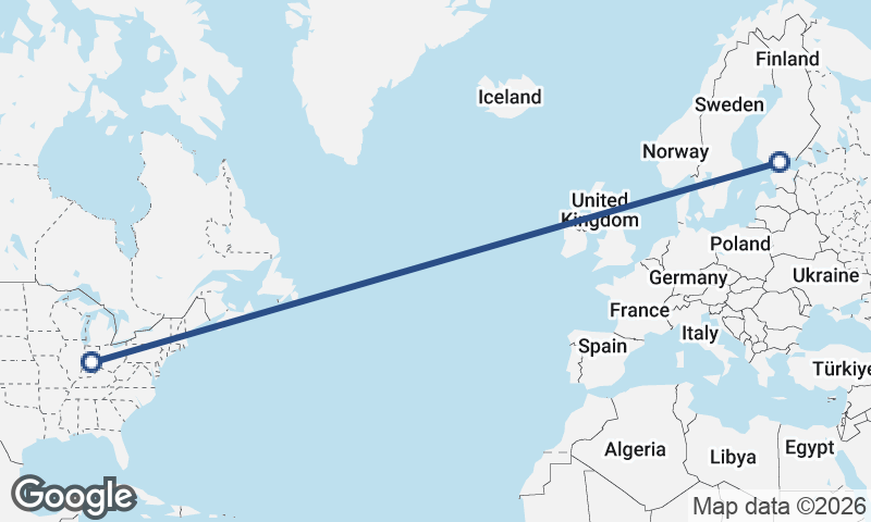 Helsinki to Indianapolis