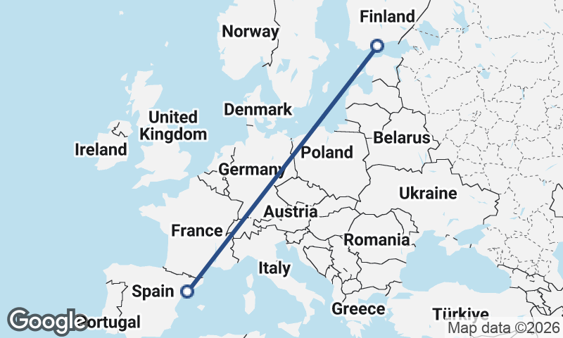 Helsinki to Tarragona