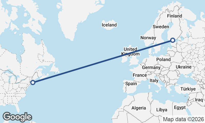 Helsinki to Boston