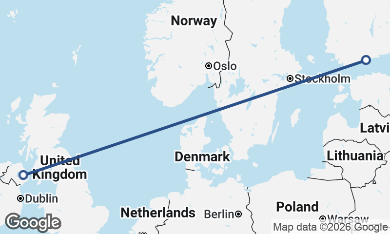 Helsinki to Belfast