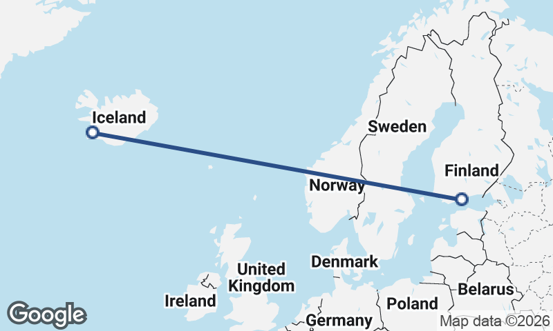 Helsinki to Reykjavík