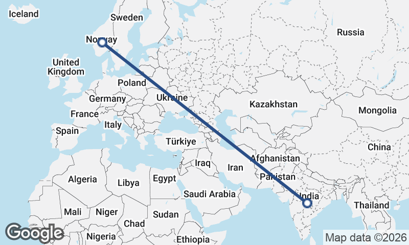 Norway to India