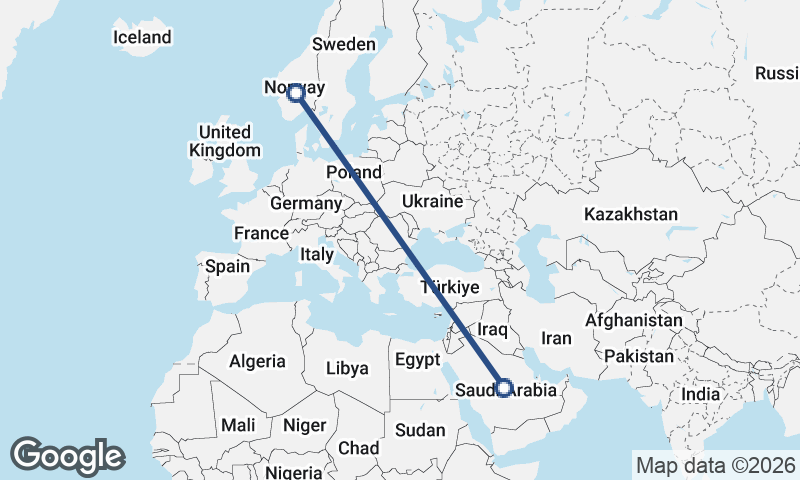 Norway to Saudi Arabia