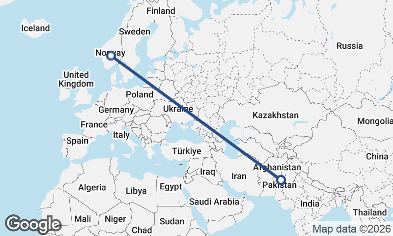 Norway to Pakistan