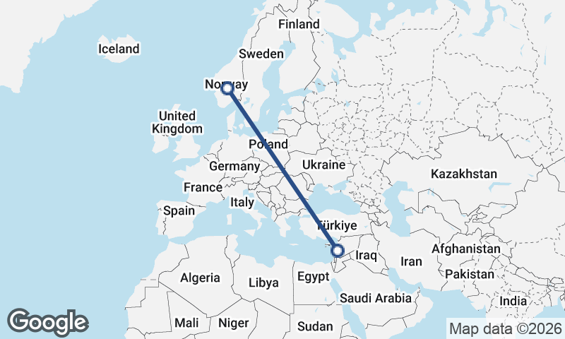 Norway to Lebanon