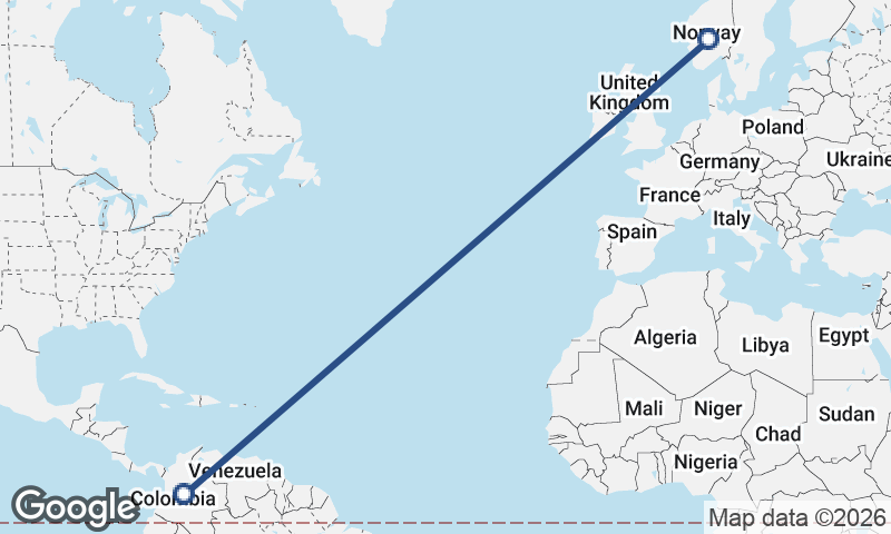 Norway to Colombia