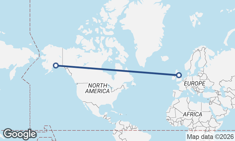 Anchorage to Newcastle upon Tyne