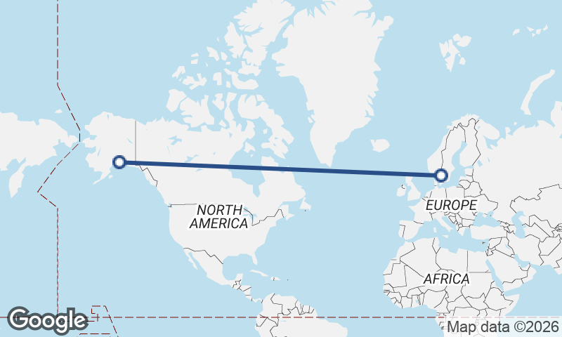 Anchorage to Göteborg