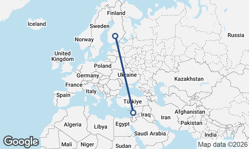 Finland to Lebanon