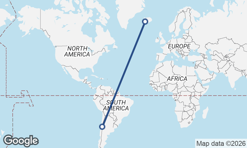 Reykjavík to Santiago