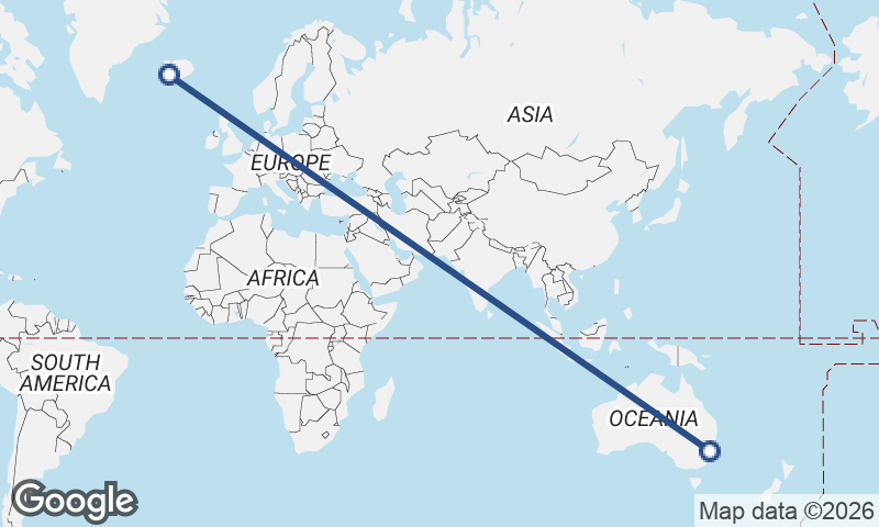 Reykjavík to Sydney