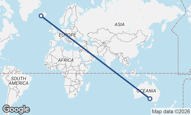 Reykjavík to Adelaide