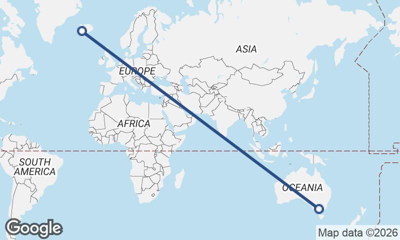 Reykjavík to Melbourne