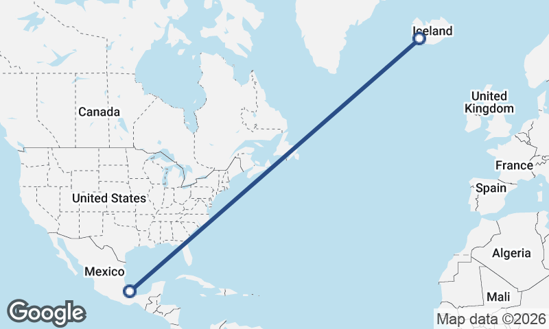 Reykjavík to Veracruz